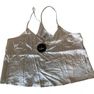 Lulu's Cami top gray silky size medium neck NEW